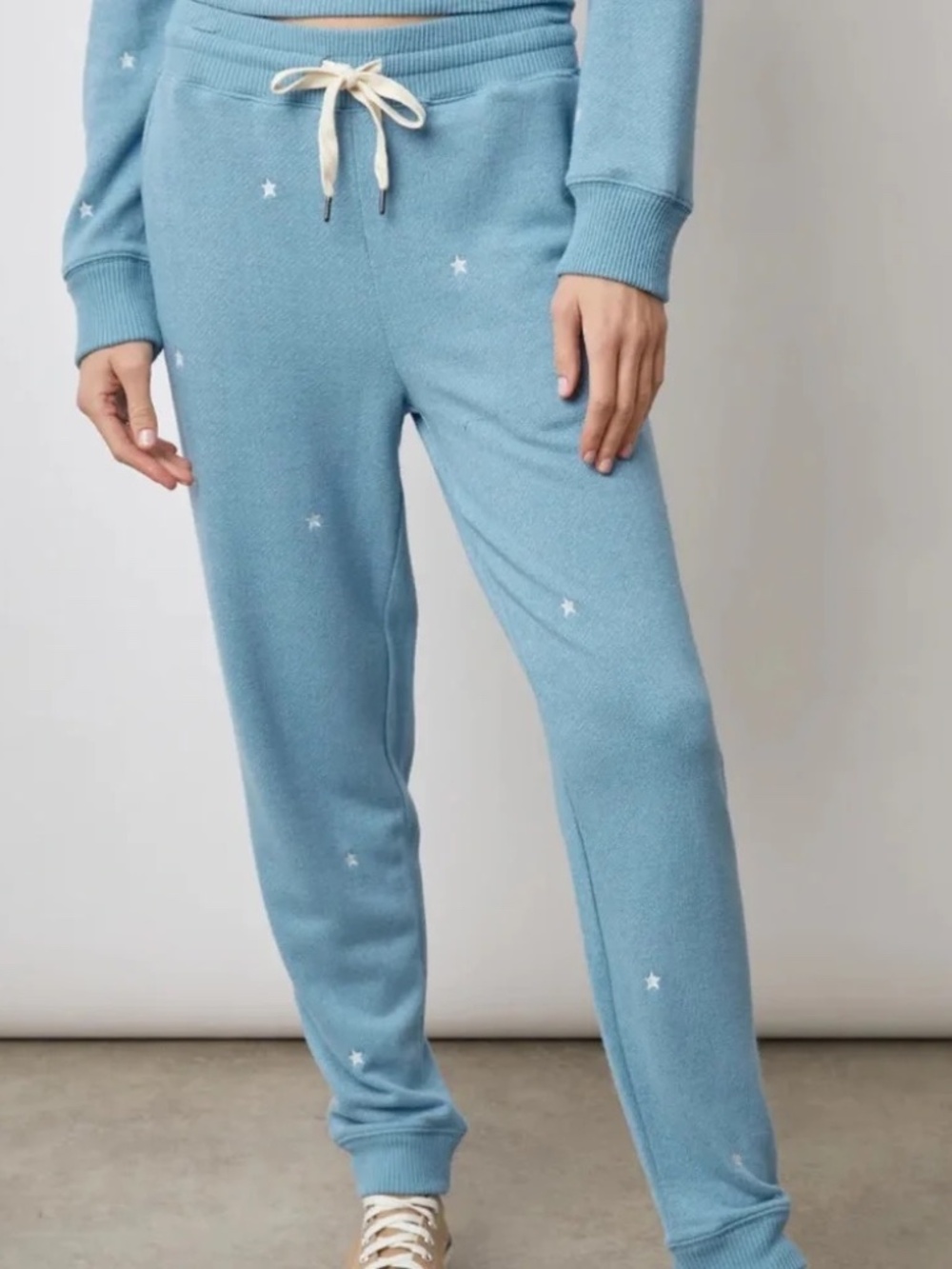 Rails Oakland Star Print Jogger Sweatpants XS Aqua Blue Lounge Athleisure